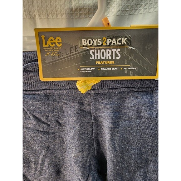 LEE boys 2 Pk Shorts Size 7 Pull On Comfy Drawstring Blue Gray School Everyday - Picture 4 of 7